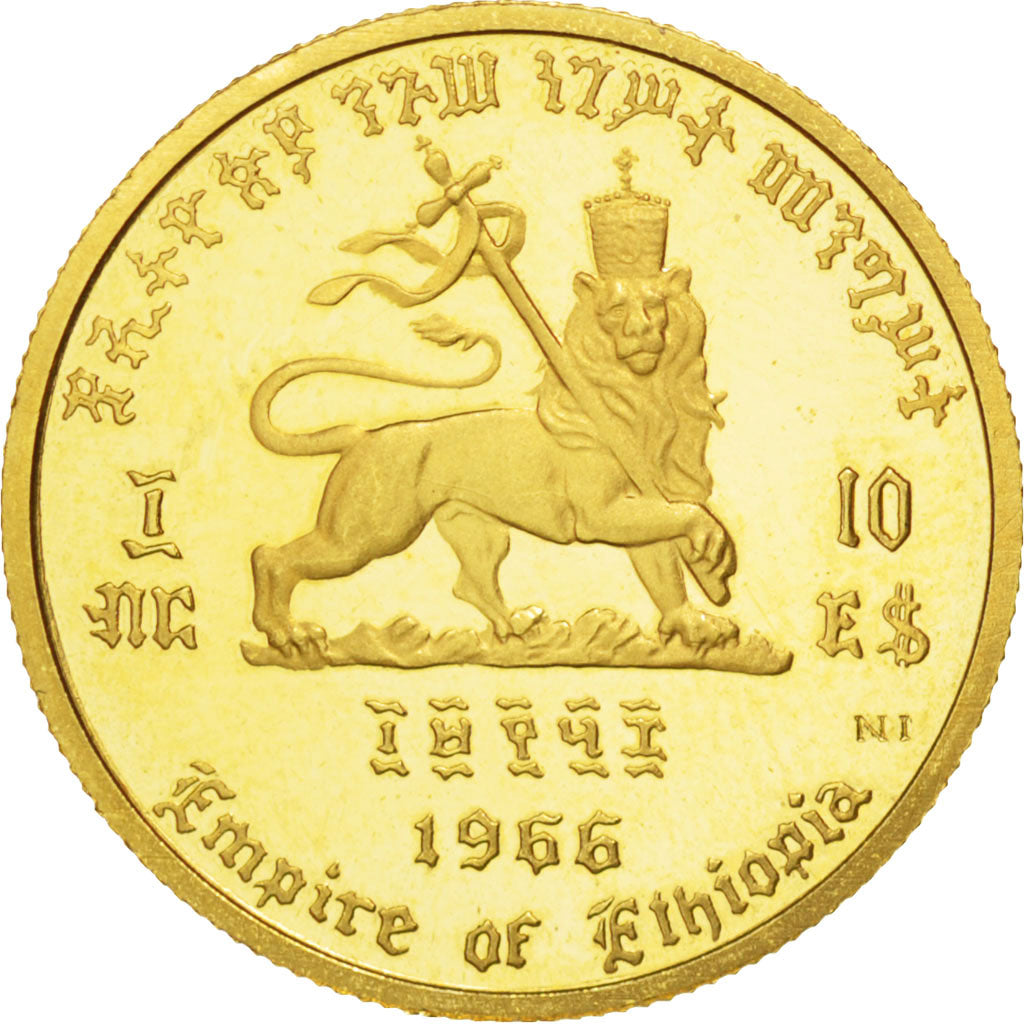 Etiopia, Haile Selassie, 10 Dollars, 1966, SPL, Oro, KM:38