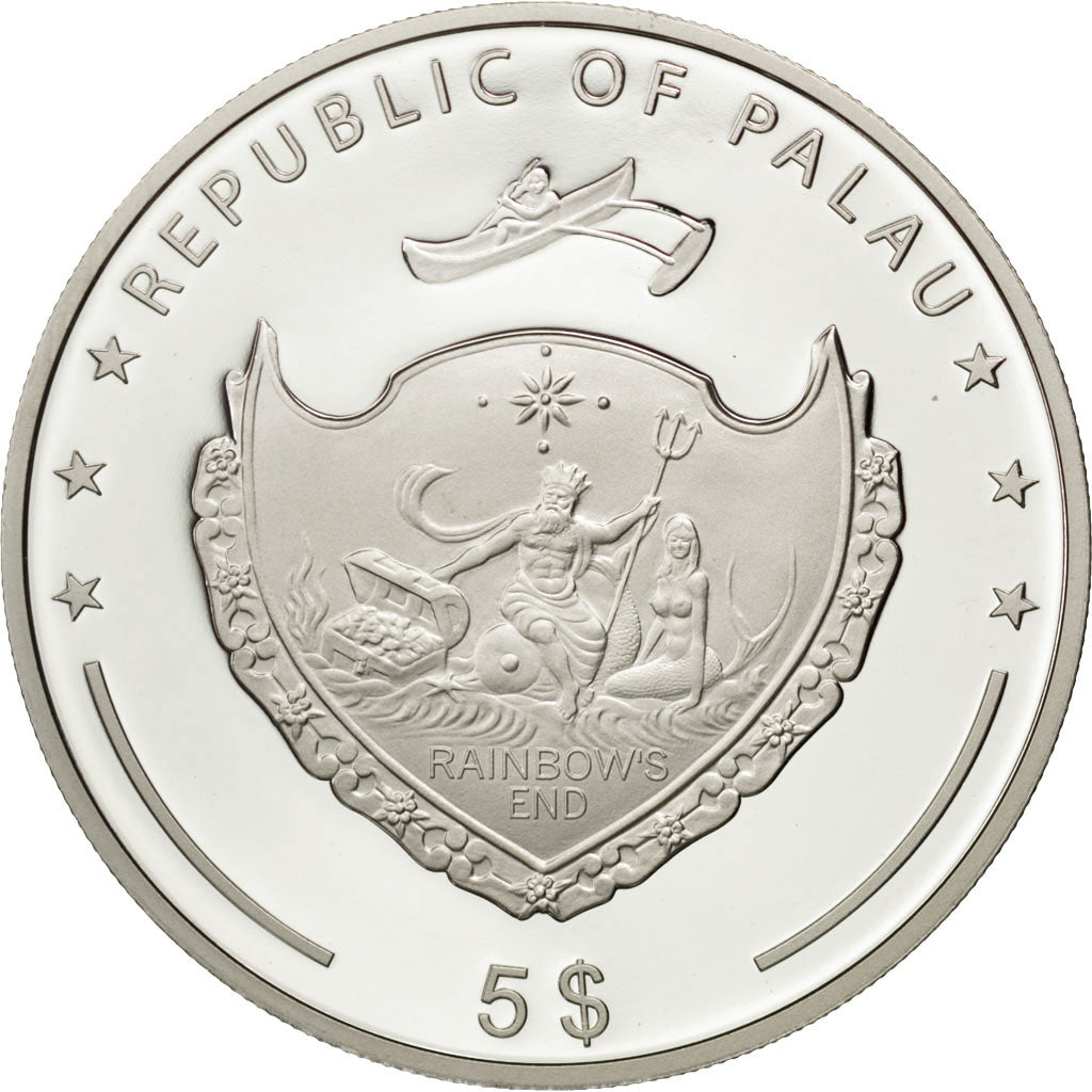 Palau, 5 Dollars, 2012, MS(65-70), Silver, 20.00