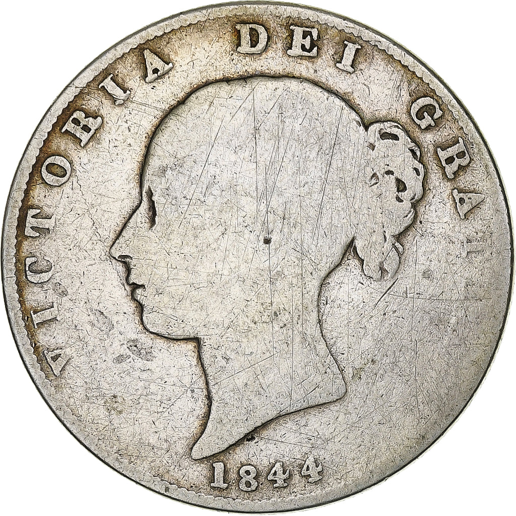 Coin, Great Britain, Victoria, 1/2 Crown, 1844, British Royal Mint, G(4-6)