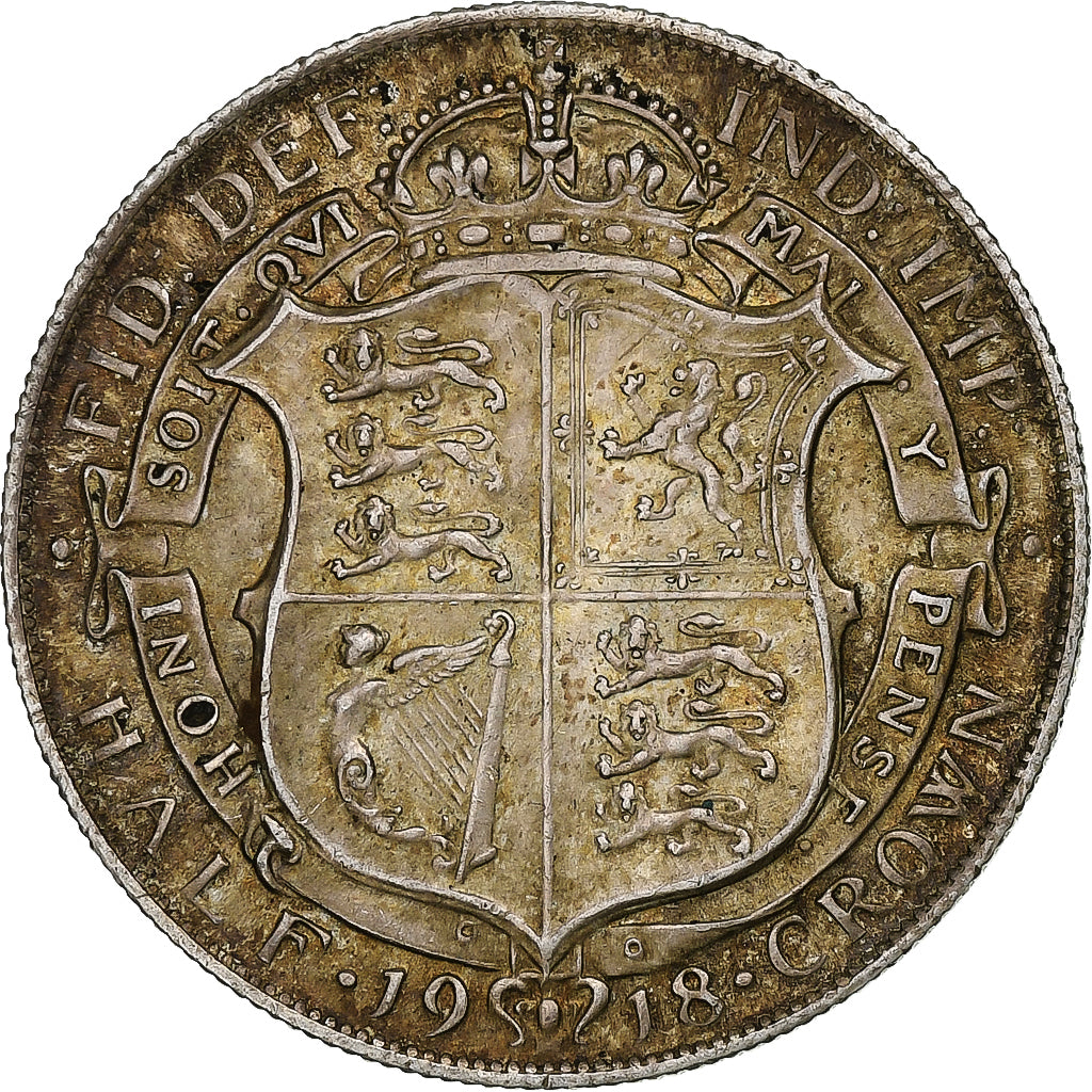 Coin, Great Britain, George V, 1/2 Crown, 1918, AU(55-58), Silver, KM:818.1