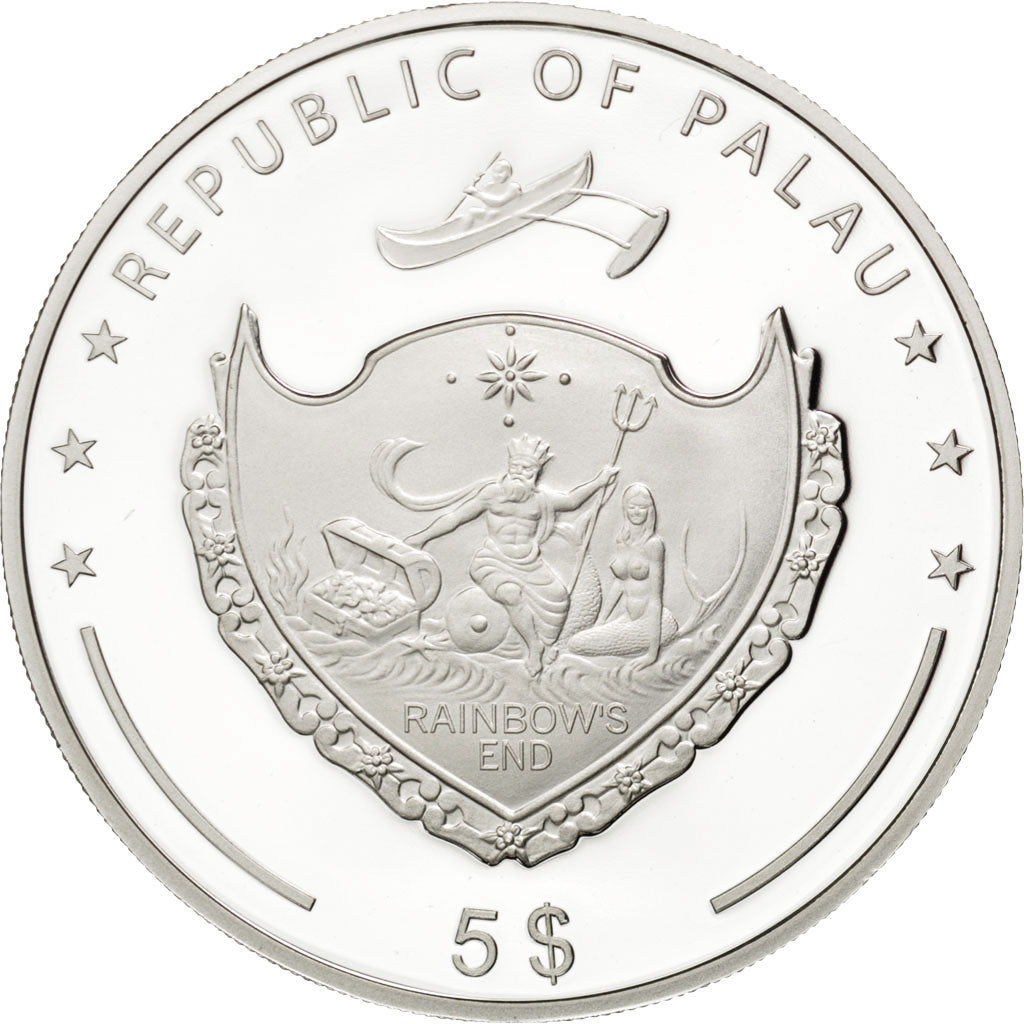 Palau, 5 Dollars, 2012, MS(65-70), Silver, 20.00