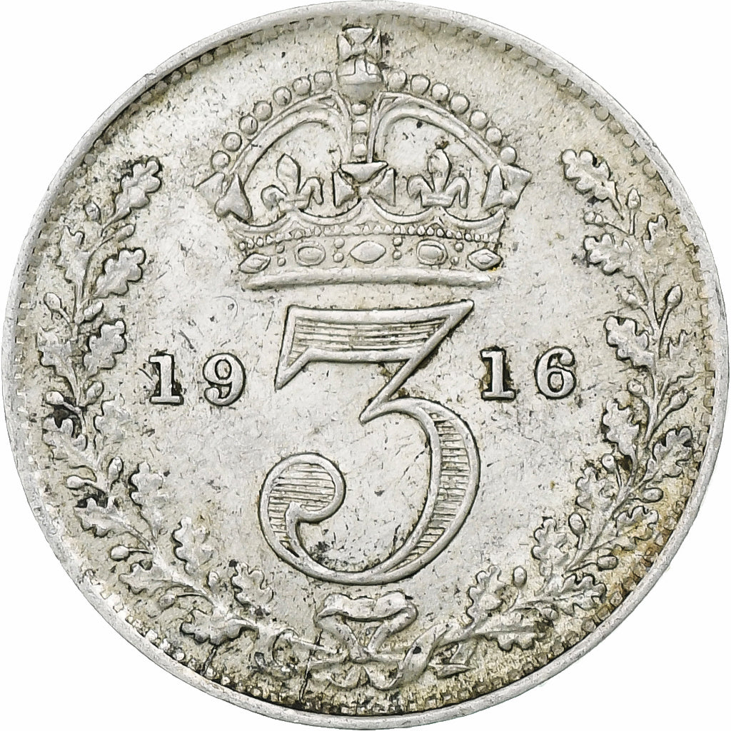 Coin, Great Britain, George V, 3 Pence, 1916, British Royal Mint, VF(30-35)
