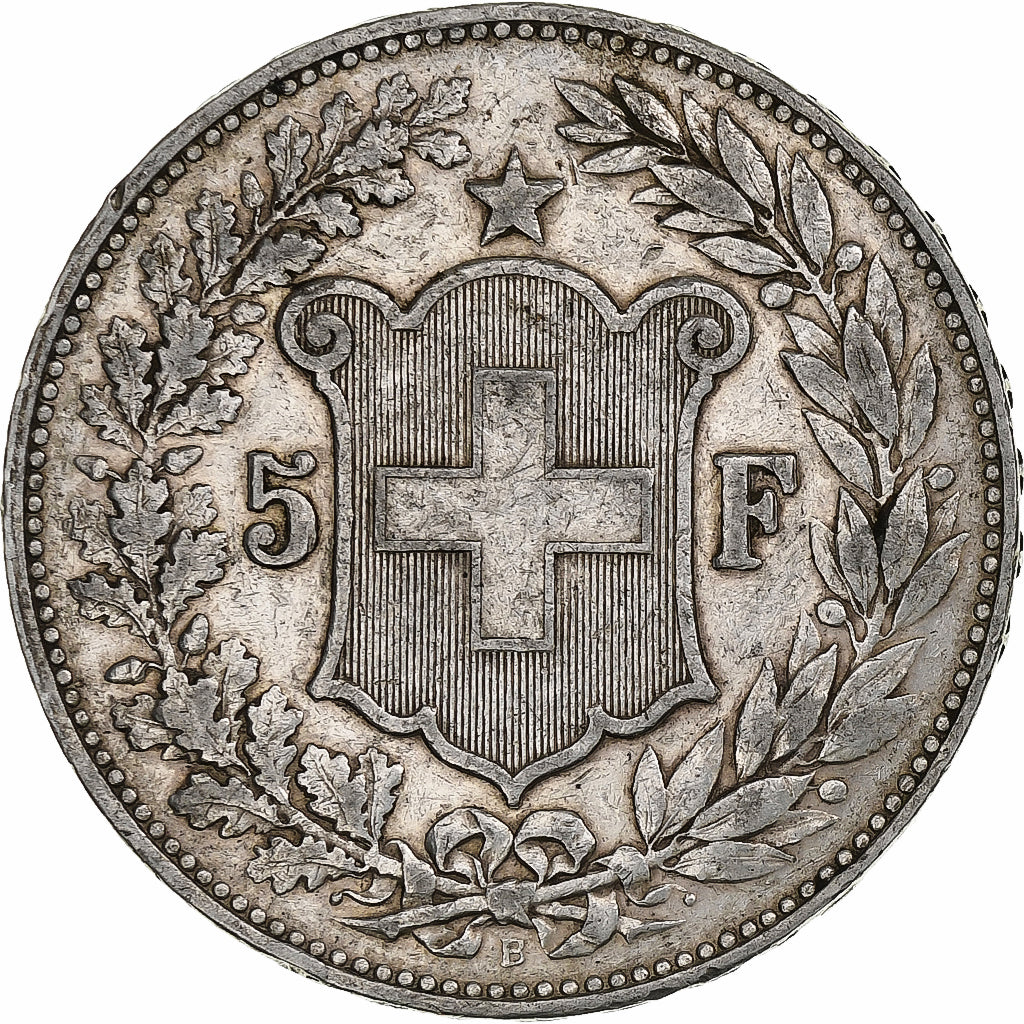 Switzerland, 5 Francs, 1892, Bern, VF(20-25), Silver, KM:34