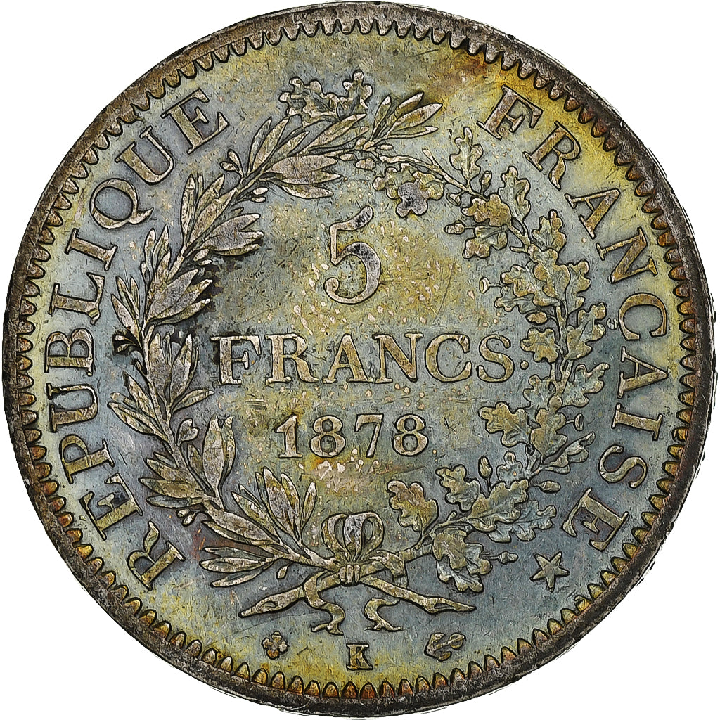 France, Hercule, 5 Francs, 1878, Bordeaux, EF(40-45), Silver, KM:820.2