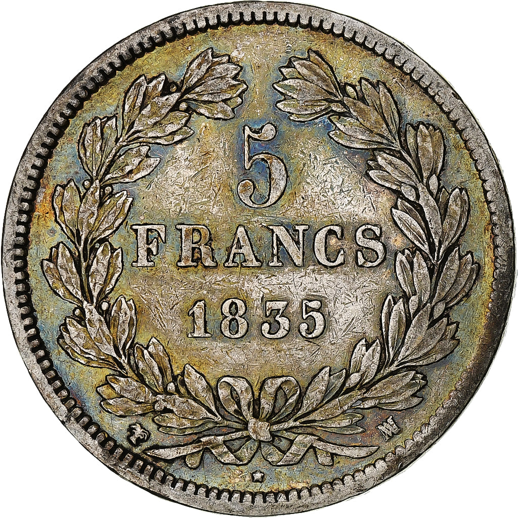 France, 5 Francs, Louis-Philippe, 1835, Marseilles, Silver, VF(20-25)