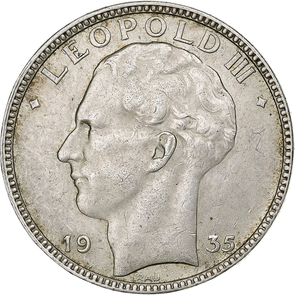 Belgium, Leopold III, 20 Francs, 1935, Brussels, VF(30-35), Silver, KM:105