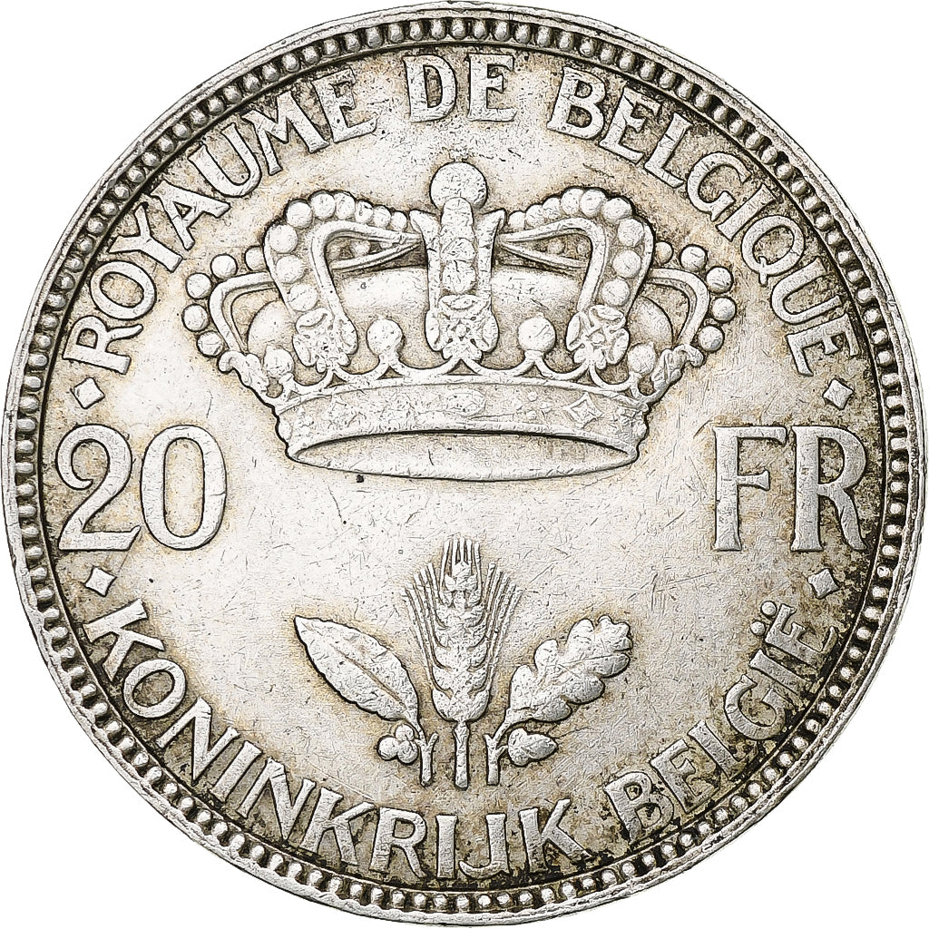 Belgium, Leopold III, 20 Francs, 1935, Brussels, VF(30-35), Silver, KM:105
