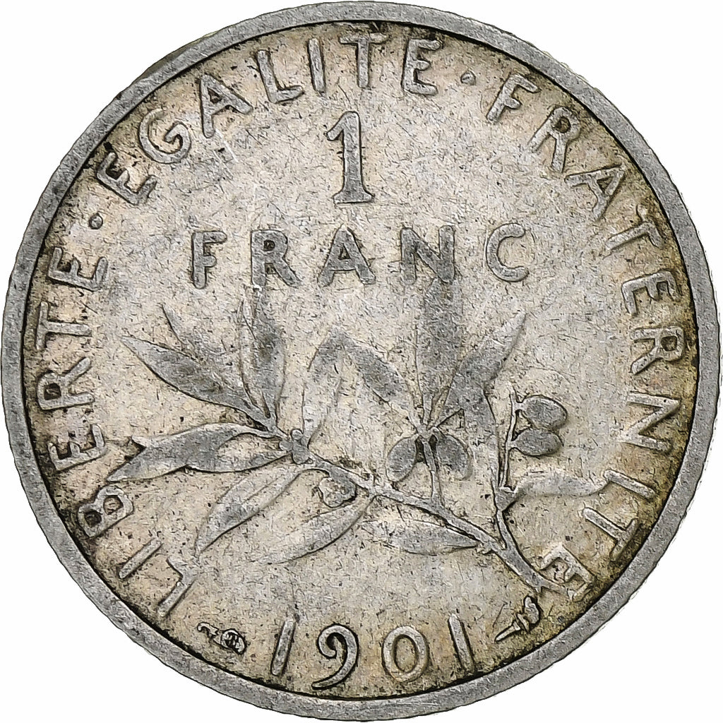 France, Semeuse, Franc, 1901, Paris, TB, Argent, Gadoury:532, KM:844.1, Le