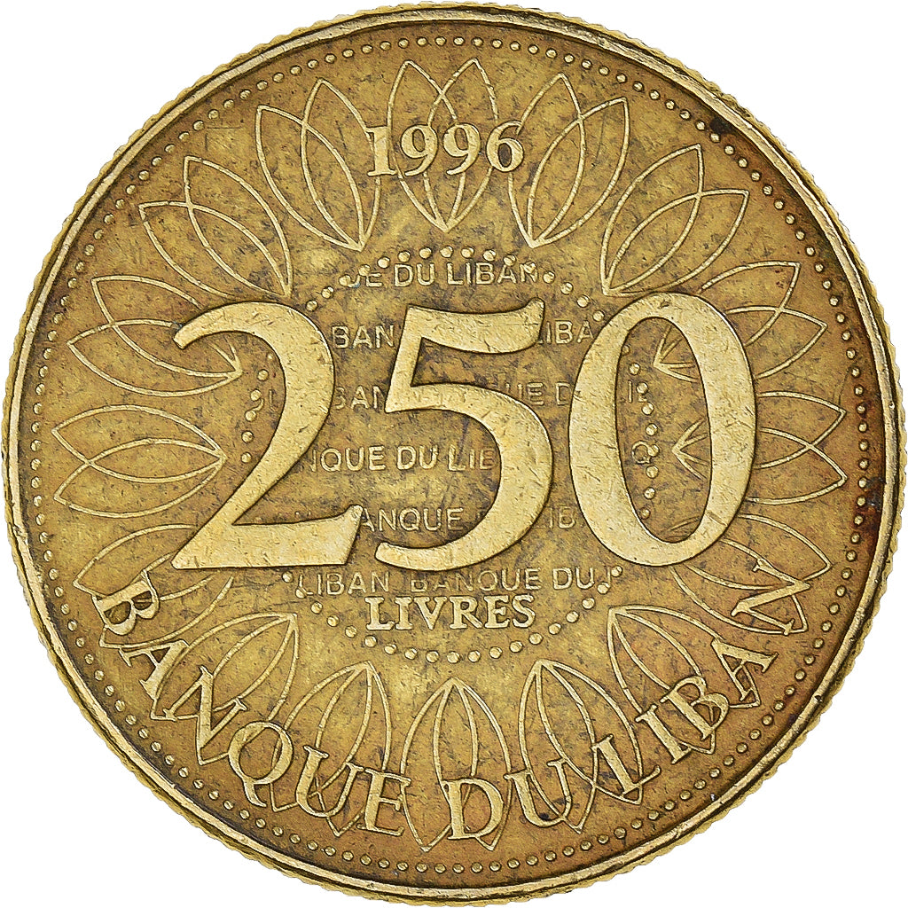 Coin, Lebanon, 250 Livres, 1996