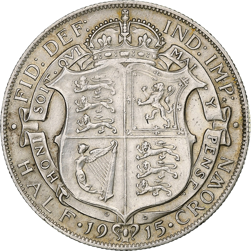 Coin, Great Britain, George V, 1/2 Crown, 1915, EF(40-45), Silver, KM:818.1