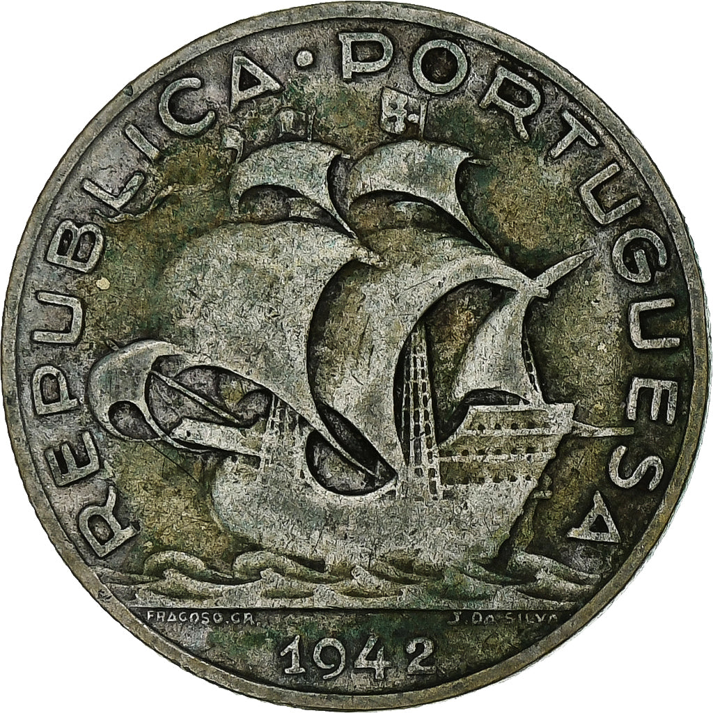 Coin, Portugal, 5 Escudos, 1942, VF(30-35), Silver, KM:581