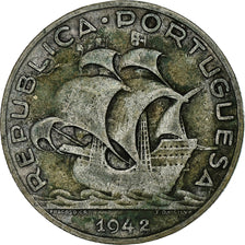 Coin, Portugal, 5 Escudos, 1942, VF(30-35), Silver, KM:581