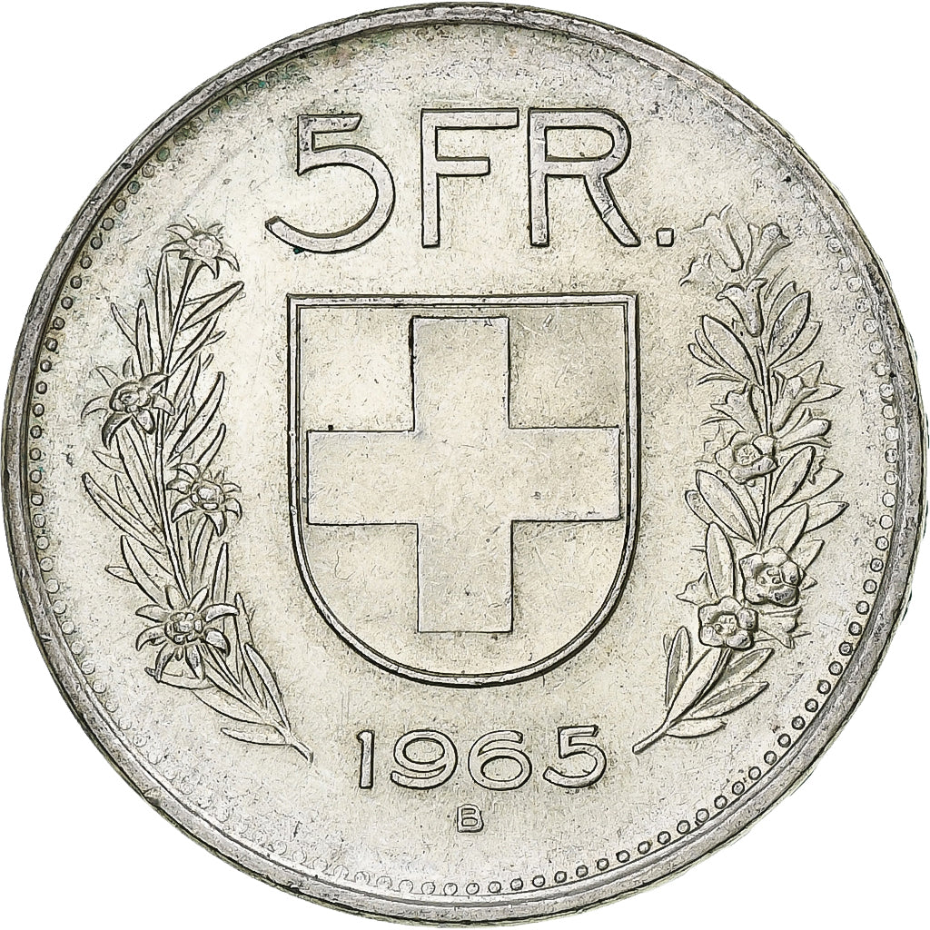 Switzerland, 5 Francs, 1965, Bern, AU(55-58), Silver, KM:40