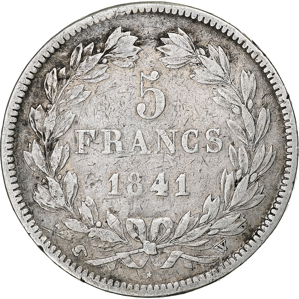France, Louis-Philippe, 5 Francs, 1841, Lille, VF(20-25), Silver, KM:749.13