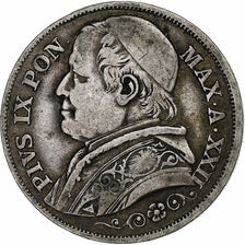 ITALIAN STATES, PAPAL STATES, Pius IX, 2 Lire, 1867, Roma, EF(40-45), Silver