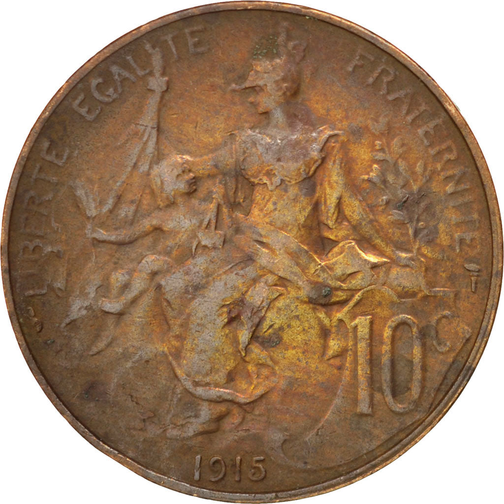FRANCE, Dupuis, 10 Centimes, 1915, Paris, KM #843, EF(40-45), Bronze, 30,...