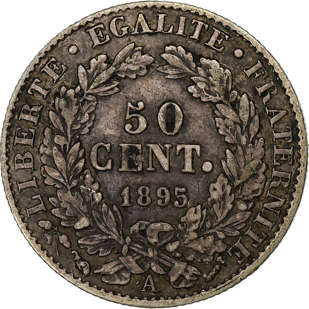 France, Cérès, 50 Centimes, 1895, Paris, AU(50-53), Silver, KM:834.1