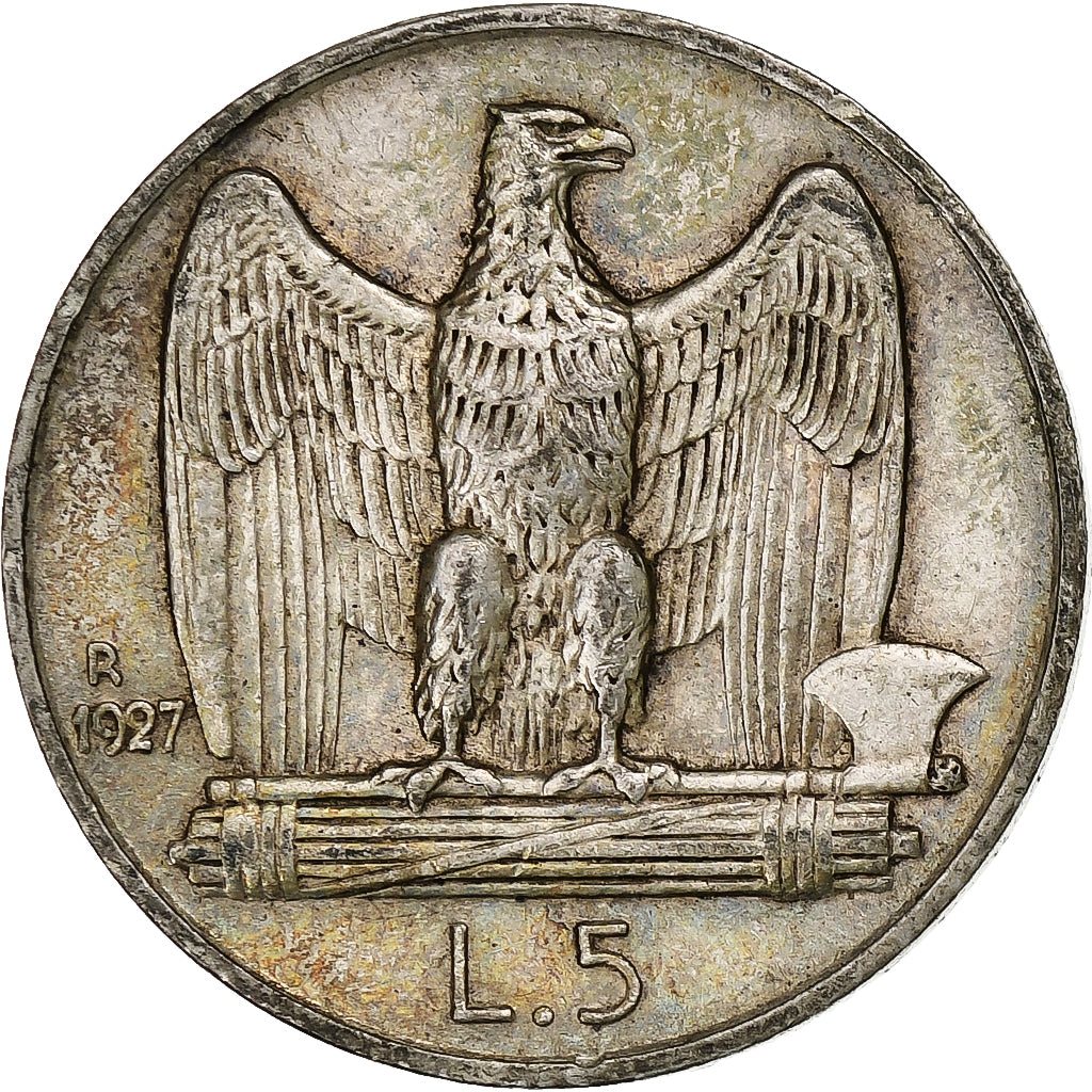 Italien, Vittorio Emanuele III, 5 Lire, 1927, Rome, SS, Silber, KM:67.2