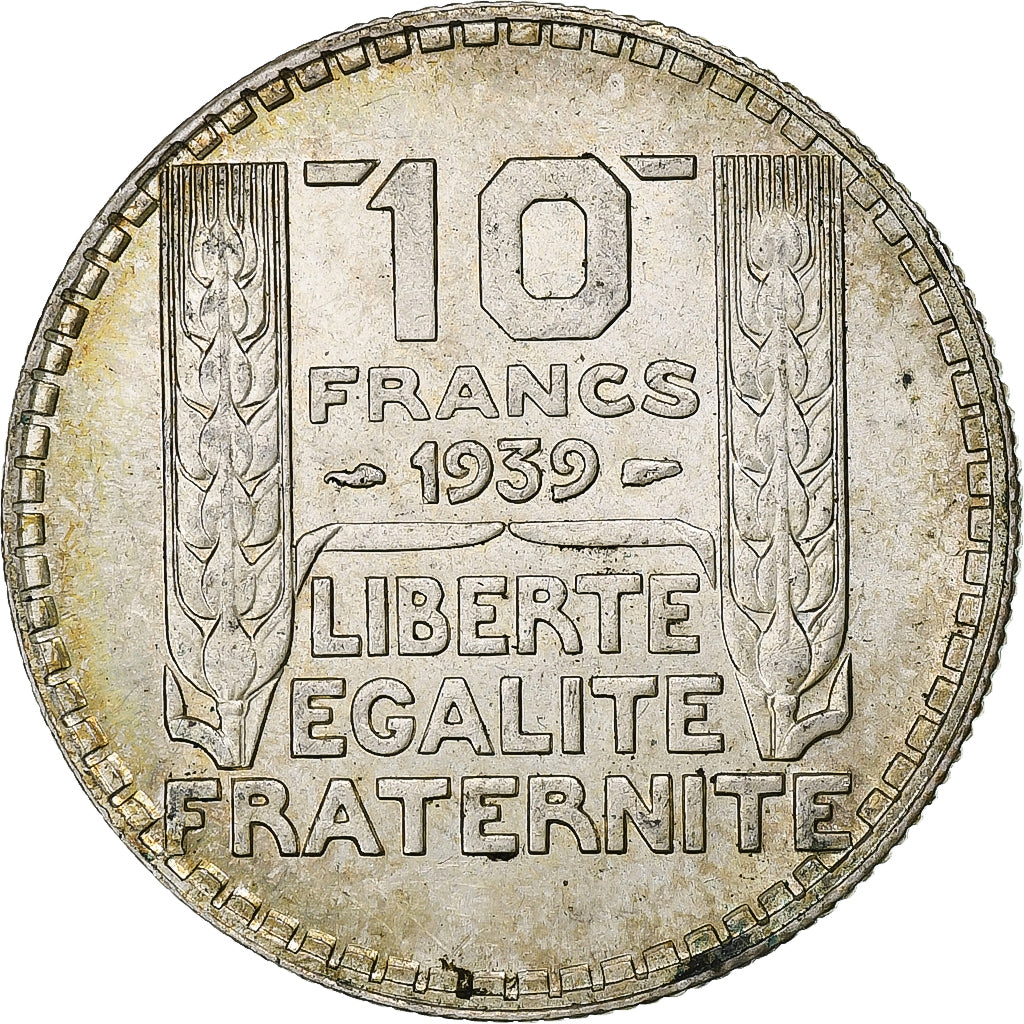 France, Turin, 10 Francs, 1939, Paris, EF(40-45), Silver, KM:878, Gadoury:801