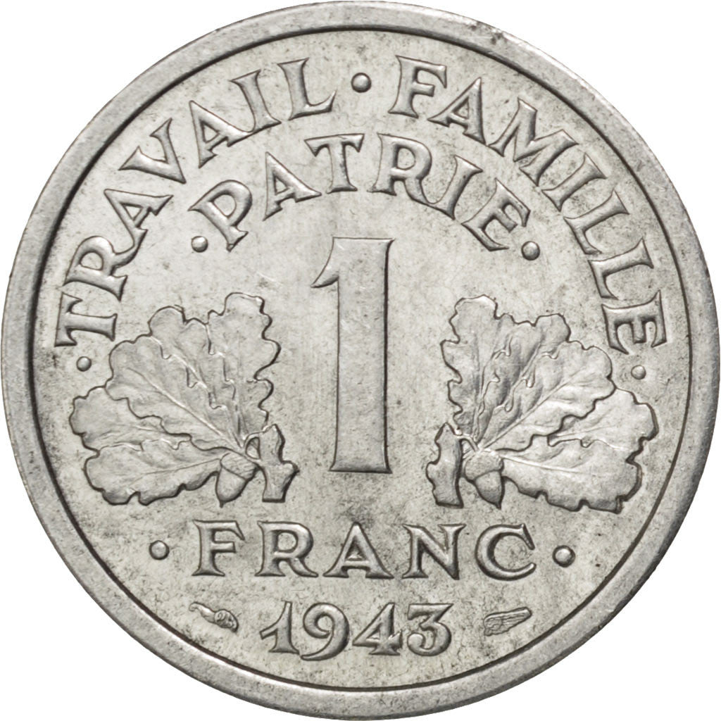 FRANCE, Bazor, Franc, 1943, Paris, KM #902.1, MS(60-62), Aluminum, 23, Gadoury..