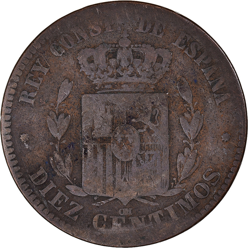 Münze, Spanien, 10 Centimos, 1877