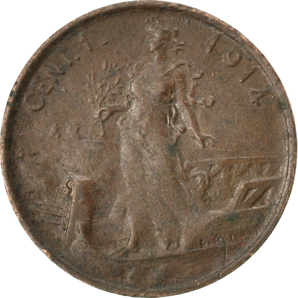 ITALY, Centesimo, 1913, Rome, KM #40, EF(40-45), Bronze, 0.89