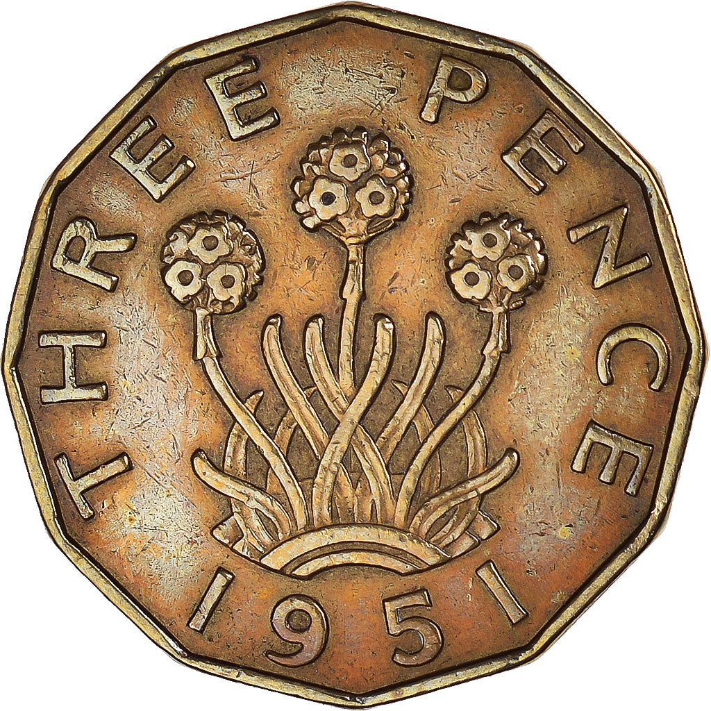 Monnaie, Grande-Bretagne, 3 Pence, 1951