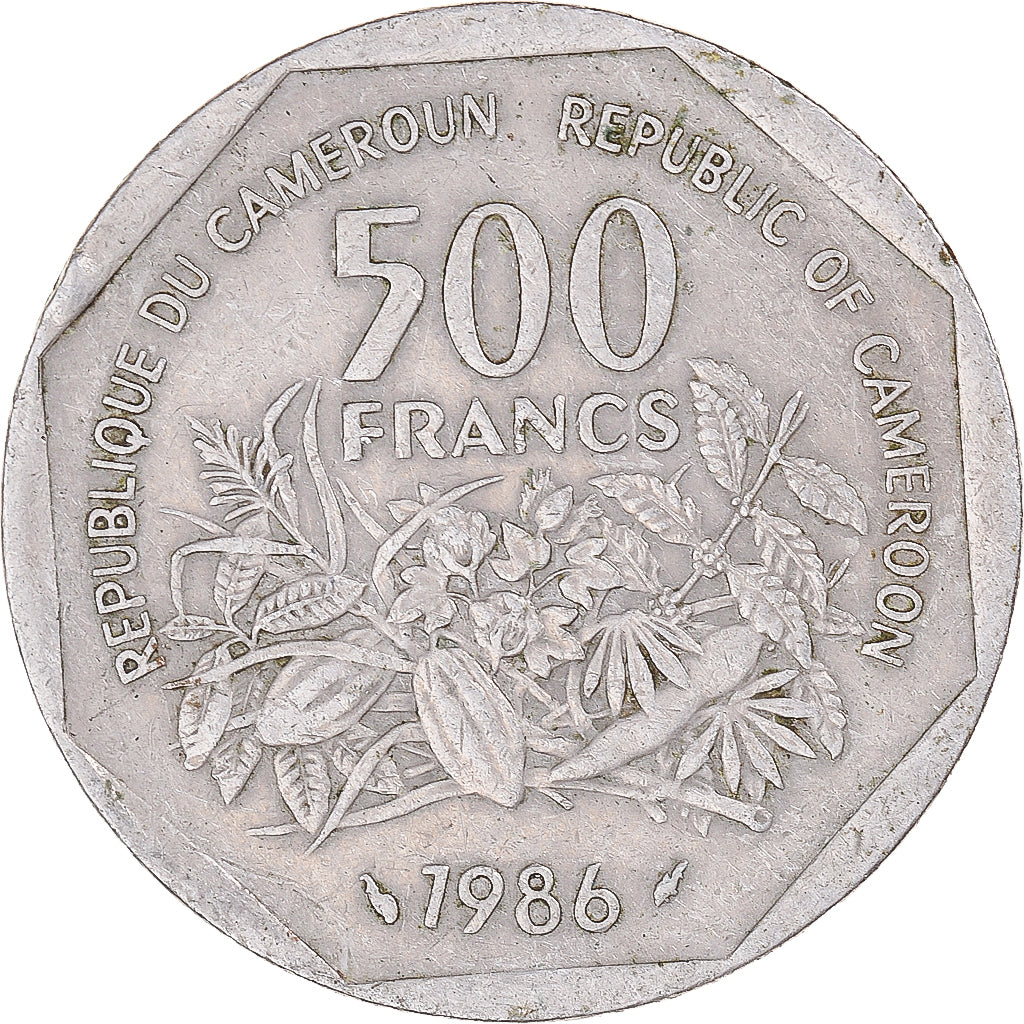 Moneta, Camerun, 500 Francs, 1986
