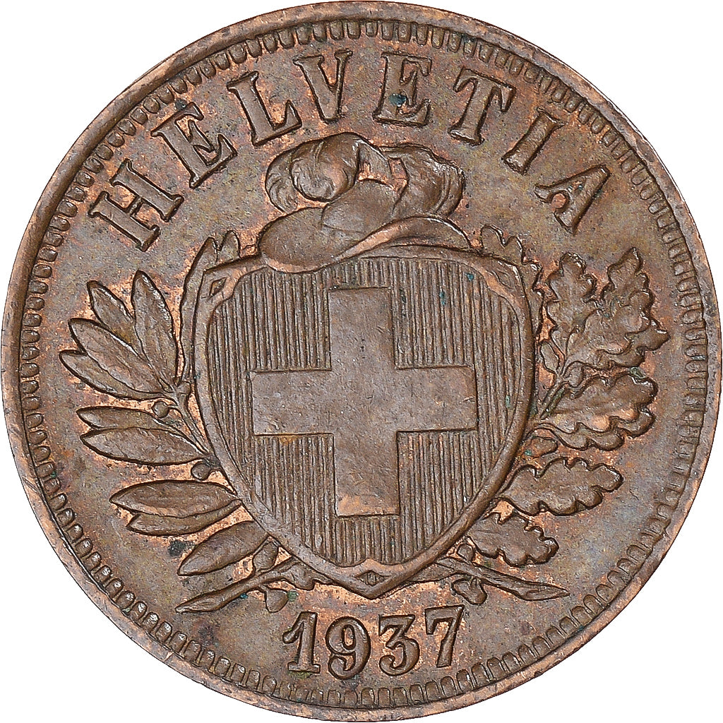 Münze, Schweiz, 2 Rappen, 1937