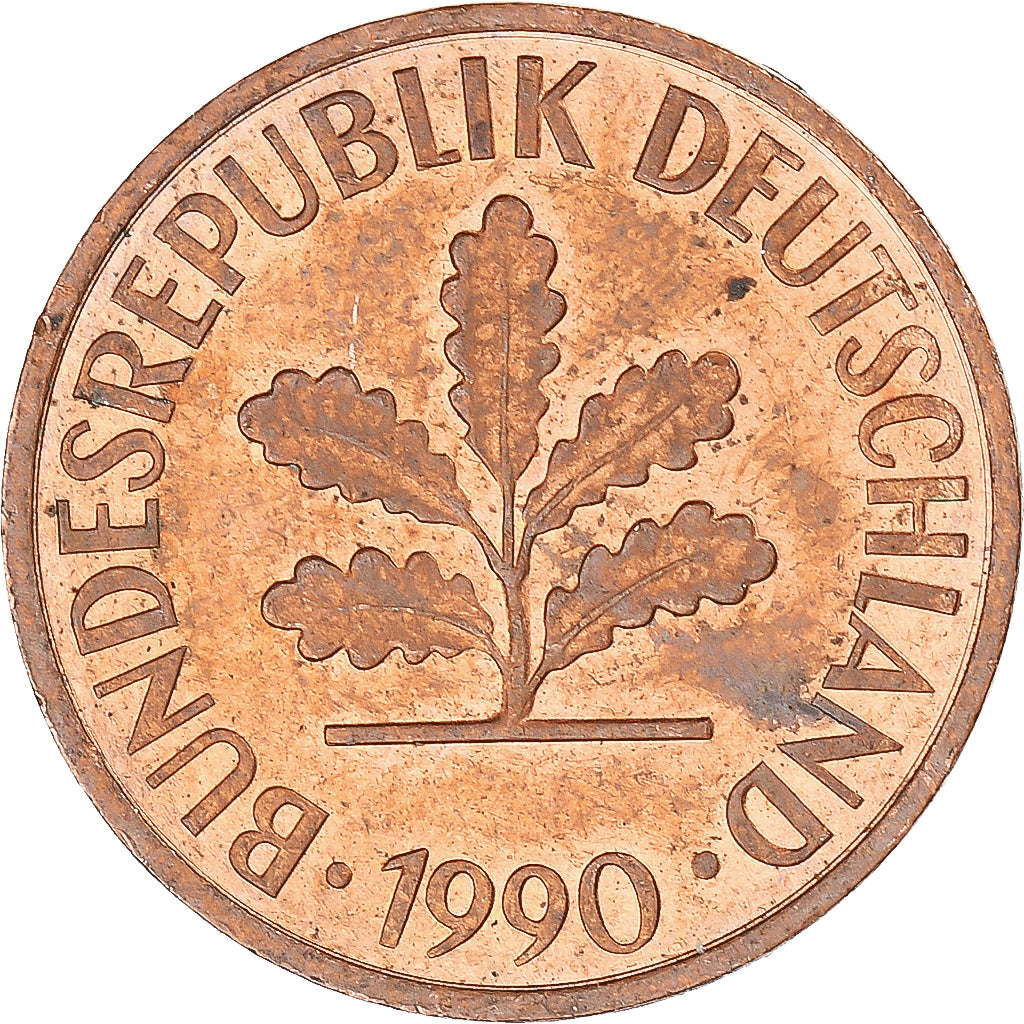 Moneta, Germania, 2 Pfennig, 1990