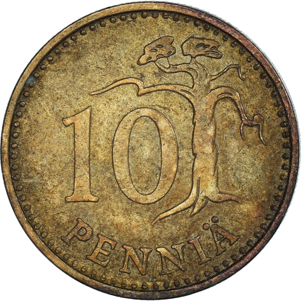Monnaie, Finlande, 10 Pennia, 1969