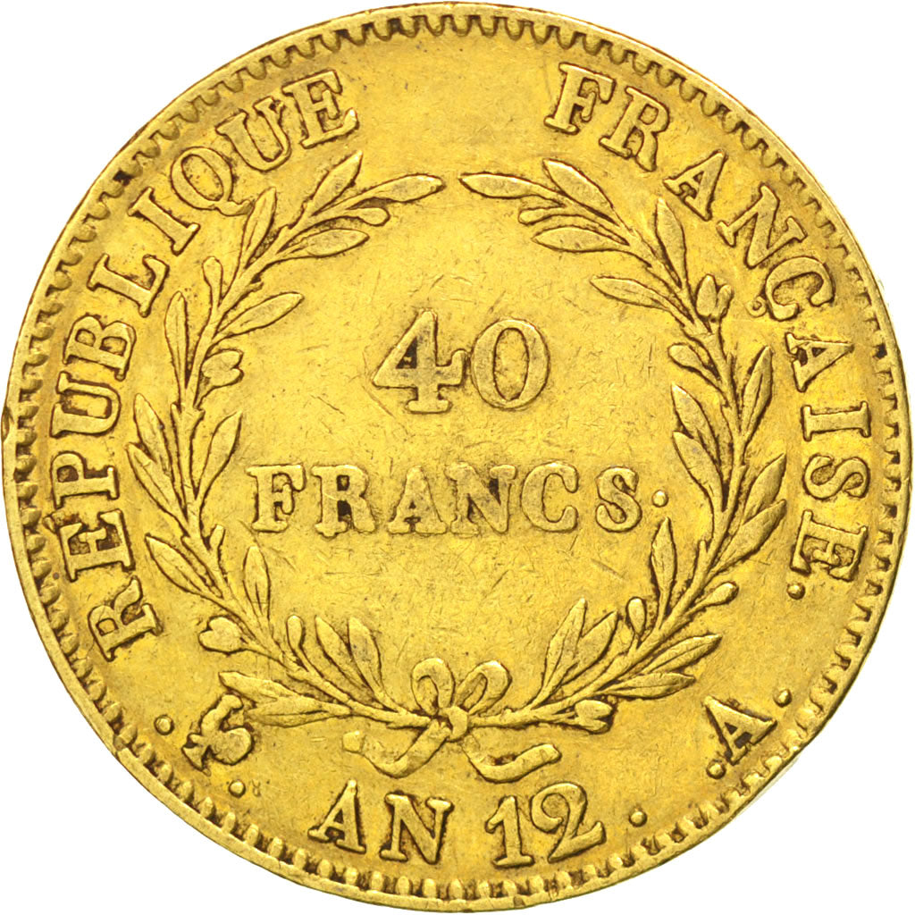 Consulat, 40 Francs or Bonaparte Premier Consul, An 12 Paris, KM 652
