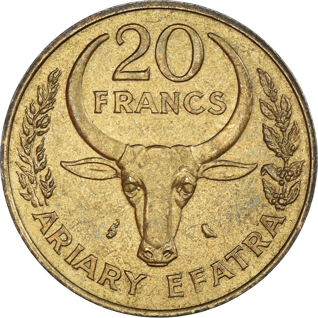 Coin, Madagascar, 20 Francs, 4 Ariary, 1989