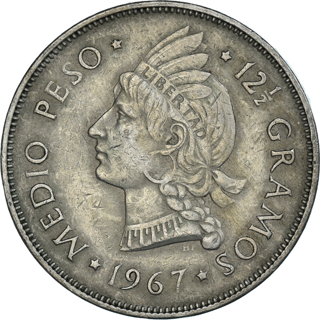 Moneda, República Dominicana, 1/2 Peso, 1967