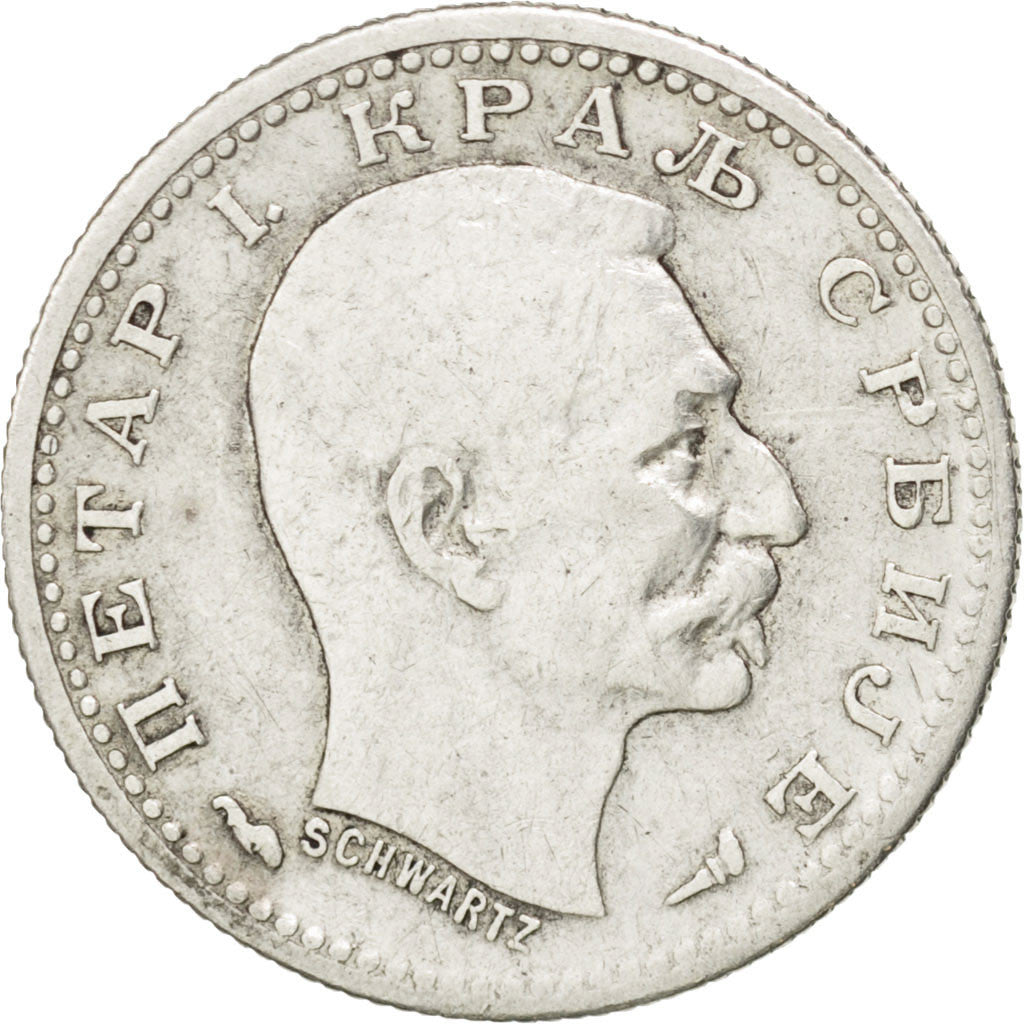 SERBIA, 50 Para, 1915, Gorham Mfg. Co., KM #24.2, VF(30-35), Silver, 18, 2.46
