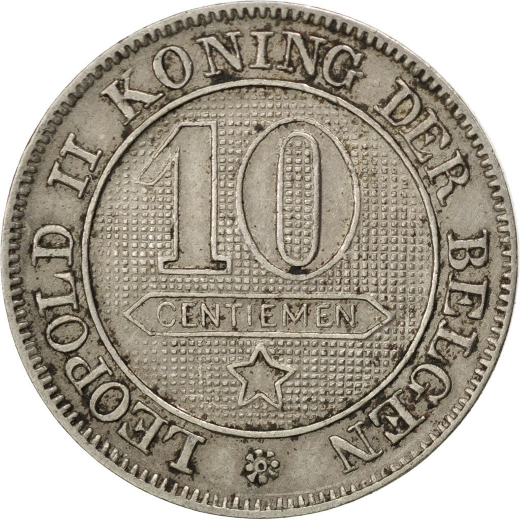 BELGIUM, 10 Centimes, 1894, KM #43, AU(55-58), Copper-Nickel, 21, 4.30
