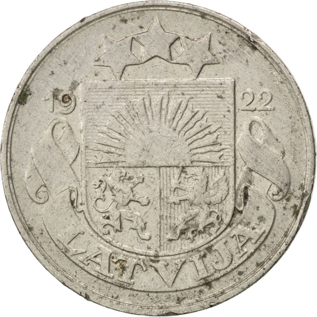 LATVIA, 10 Santimu, 1922, KM #4, EF(40-45), Nickel, 19, 3.03