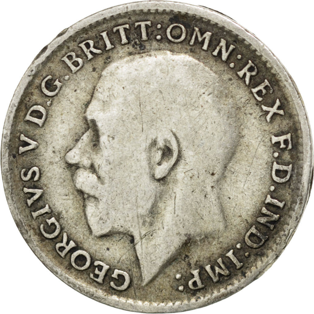 GREAT BRITAIN, 3 Pence, 1917, KM #813, VF(20-25), Silver, 16, 1.37