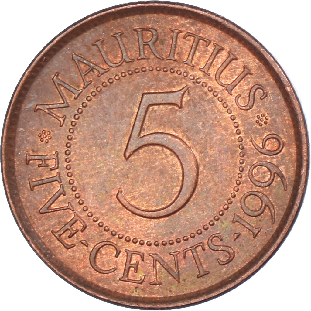 Monnaie, Maurice, 5 Cents, 1996