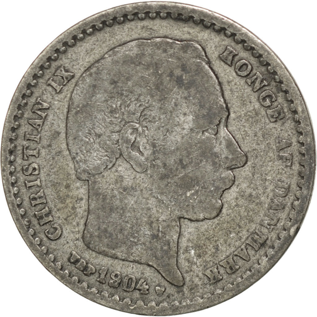 DENMARK, 25 Ore, 1904, Copenhagen, KM #796.2, VF(20-25), Silver, 2.20