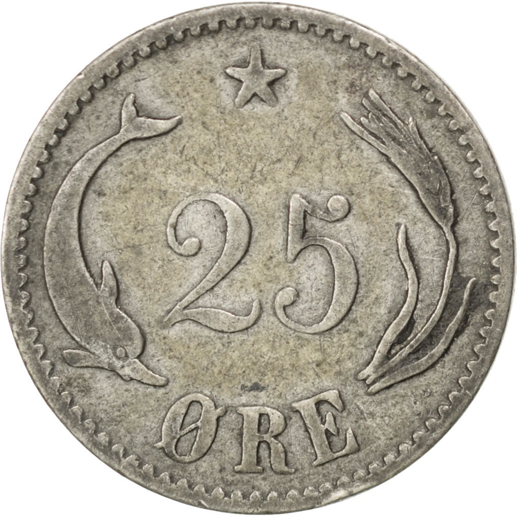 DENMARK, 25 Ore, 1904, Copenhagen, KM #796.2, VF(20-25), Silver, 2.20