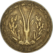 Münze, West African States, 5 Francs, 1974