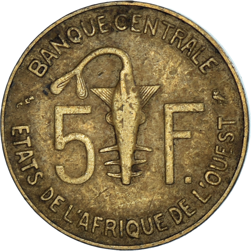 Münze, West African States, 5 Francs, 1974