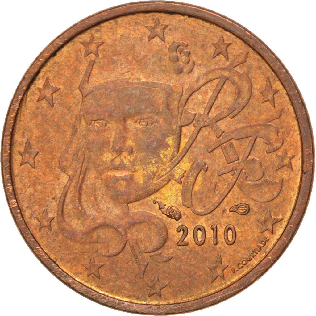 France, 1 Centime, 2010, AU(50-53), Coppered Steel, 2.26