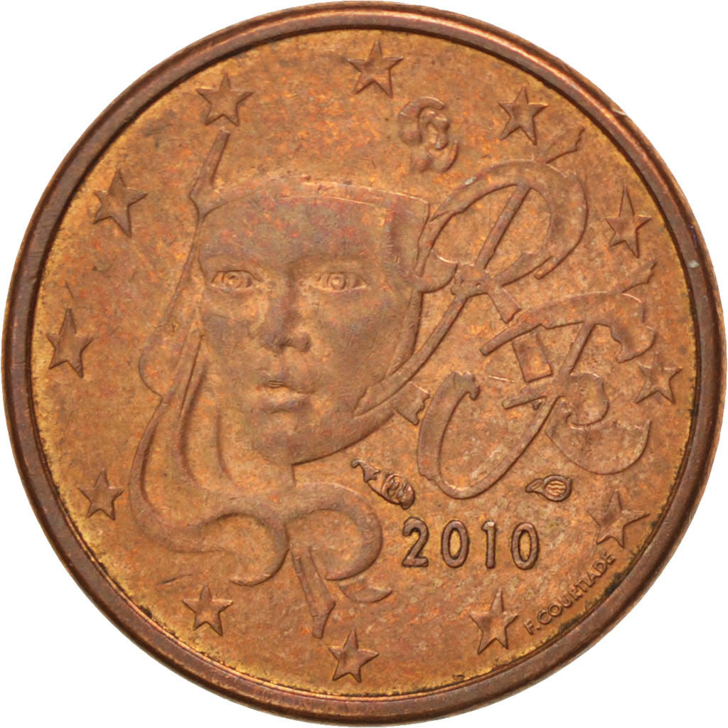 France, 1 Centime, 2010, AU(50-53), Coppered Steel, 2.26