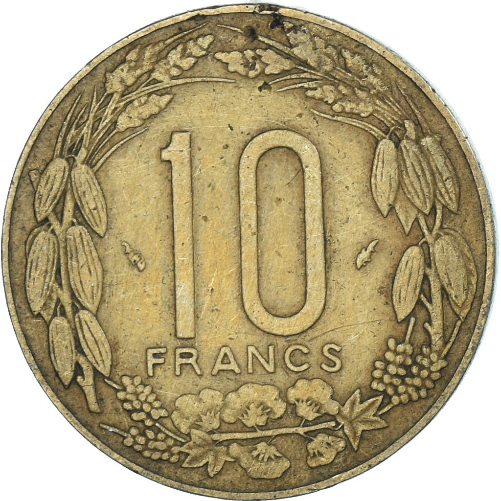 Moneta, Stati dell’Africa centrale, 10 Francs, 1980