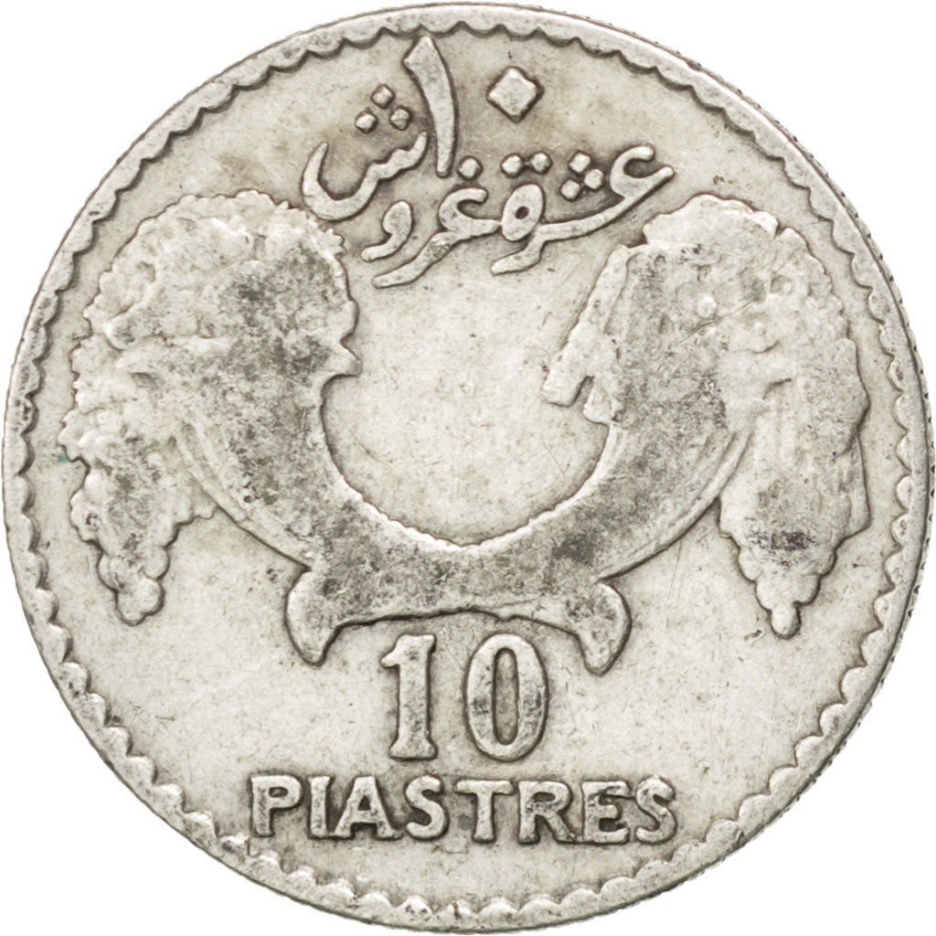 LEBANON, 10 Piastres, 1929, KM #6, EF(40-45), Silver, 1.95