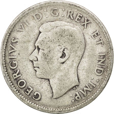 CANADA, 25 Cents, 1940, Royal Canadian Mint, KM #35, VF(20-25), Silver, 23.5,...