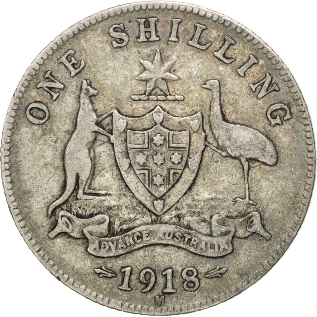 AUSTRALIA, Shilling, 1918, Melbourne, KM #26, VF(30-35), Silver, 24, 5.59