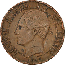 BELGIUM, 10 Centimes, 1853, KM #1.1, VF(20-25), Copper, 19.16